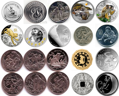 Обезьяны на монетах